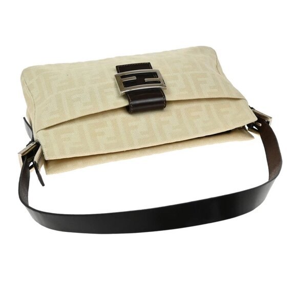 FENDI Logo Zucca Pattern Shoulder Bag Canvas Leather Beige SHW Italy 358-082025 - Picture 6 of 16